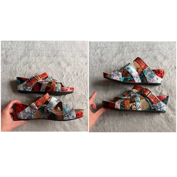 Spring Step L'artiste Baocire Artsy Strappy Wedge Slide Leather Sandals Camel - Picture 11 of 12